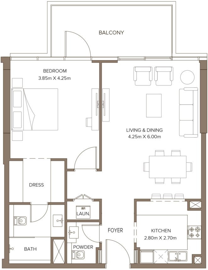 Планировки 399 Hills Park - 1 спальня Апартаменты