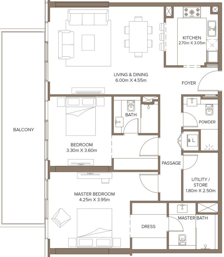 Планировки 399 Hills Park - 2 спальни Апартаменты