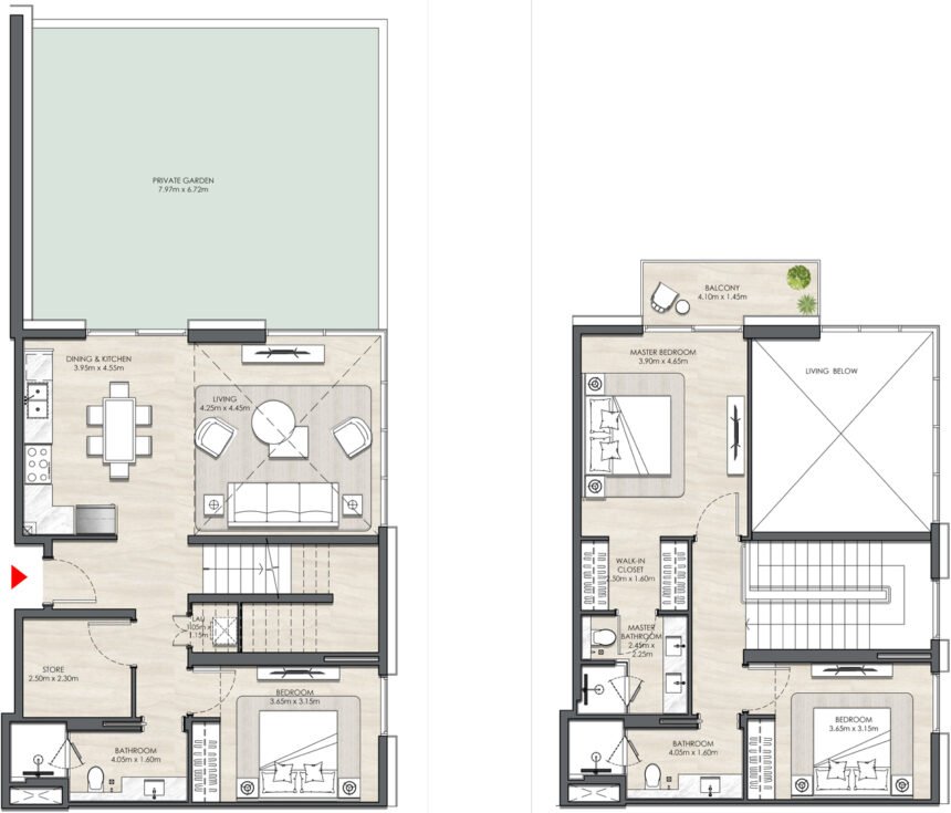 Floor Plans of Elvira - 3 Bedrooms Duplexes