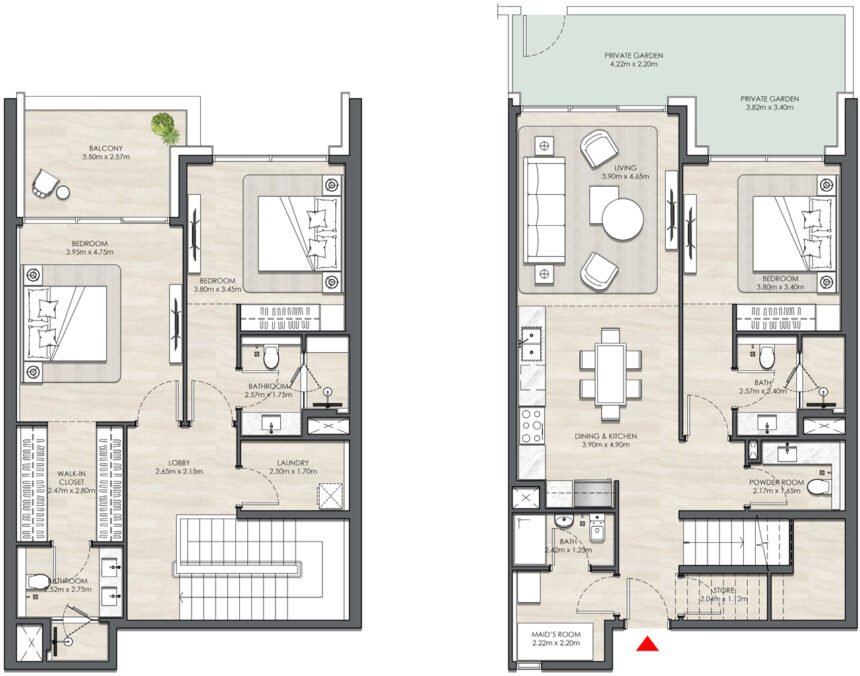 Floor Plans of Elvira - 3 Bedrooms Townhouses