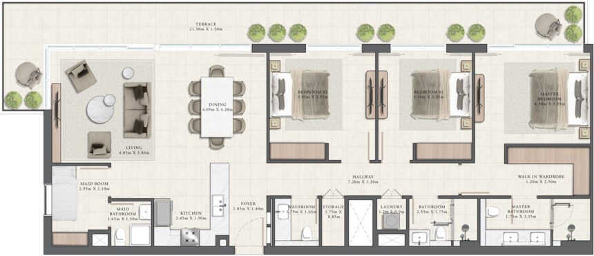 Floor Plans of Golf Grand - 3 Bedrooms Apartments