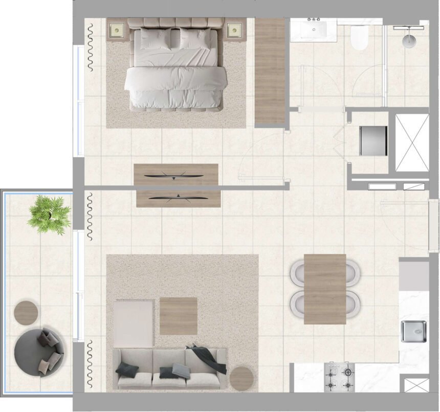 Floor Plans of Greenside Residence - 1 Bedroom Apartments