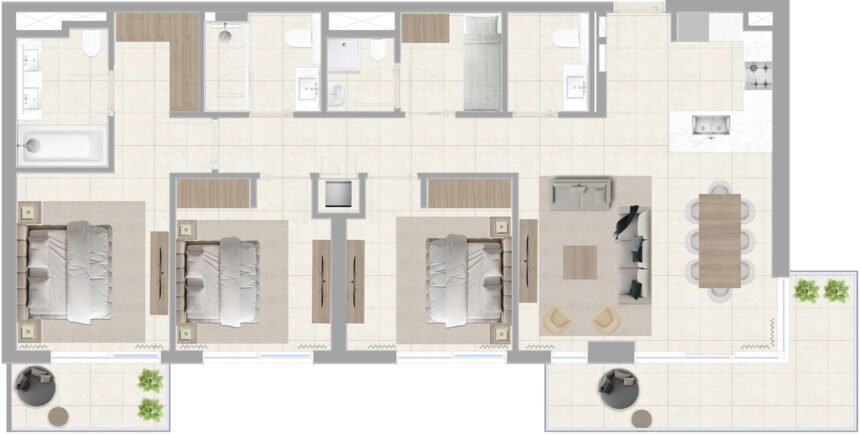 Floor Plans of Greenside Residence - 3 Bedrooms Apartments