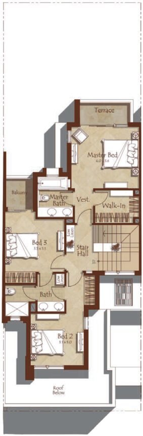 Floor Plans of Maple 1 - 3 Bedrooms Townhouses
