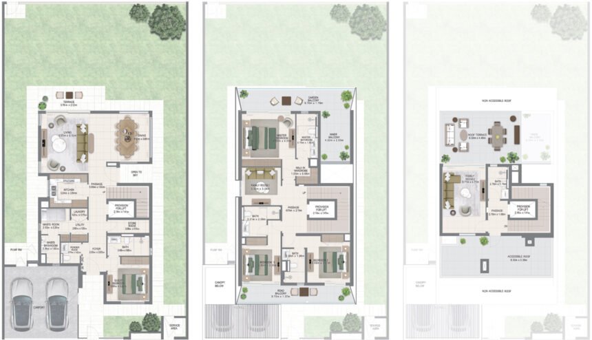 Floor Plans of Park Gate 2 - 4 Bedrooms Villas