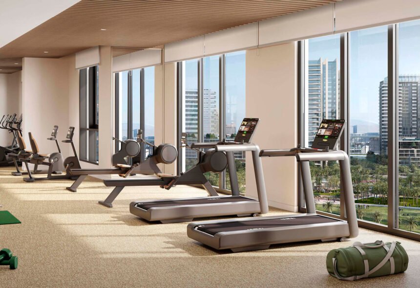 Fitness centre with panoramic windows
