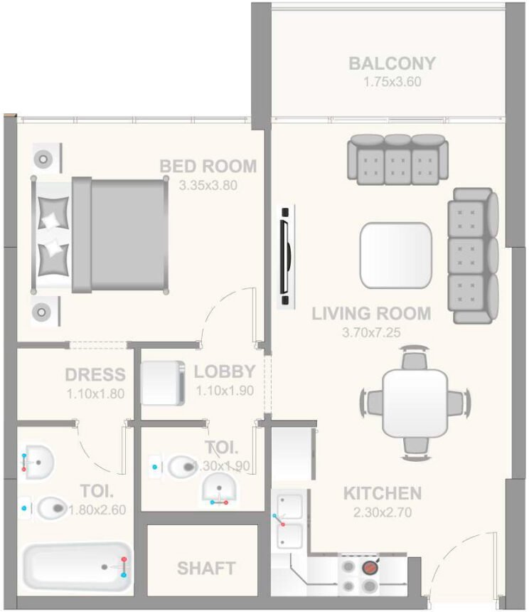 Floor Plans of Prive Residence - 1 Bedroom Apartments