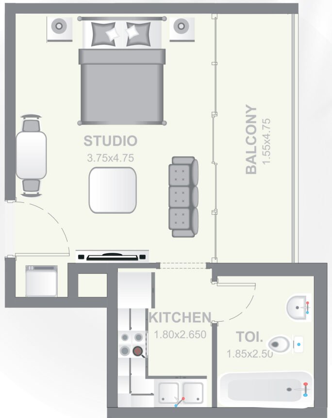 Floor Plans of Prive Residence - Studio Apartments