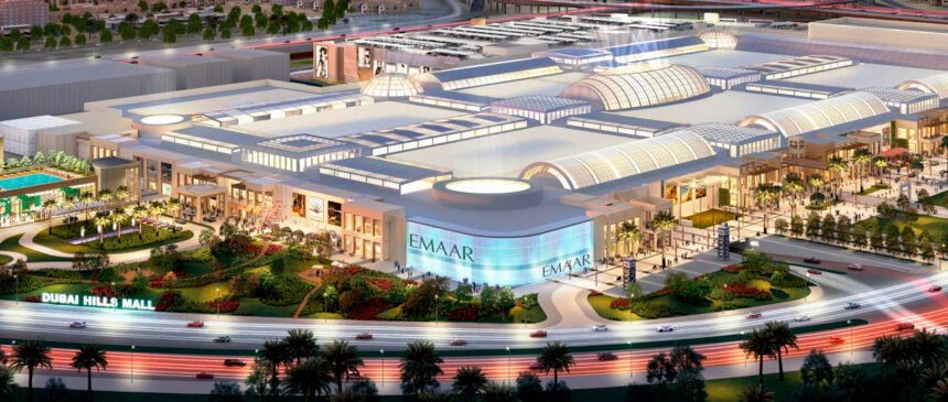 Dubai Hills Mall with shops, restaurants, and cinemas
