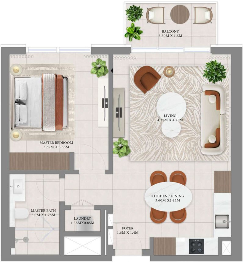 Floor Plans of Vida Residences Hillside - 1 Bedroom Apartments