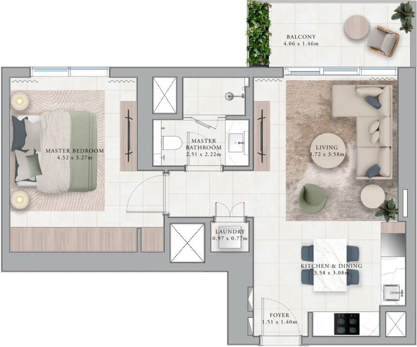 Floor Plans of Club Place - 1 Bedroom Apartments