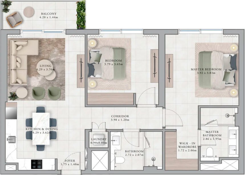 Floor Plans of Club Place - 2 Bedrooms Apartments