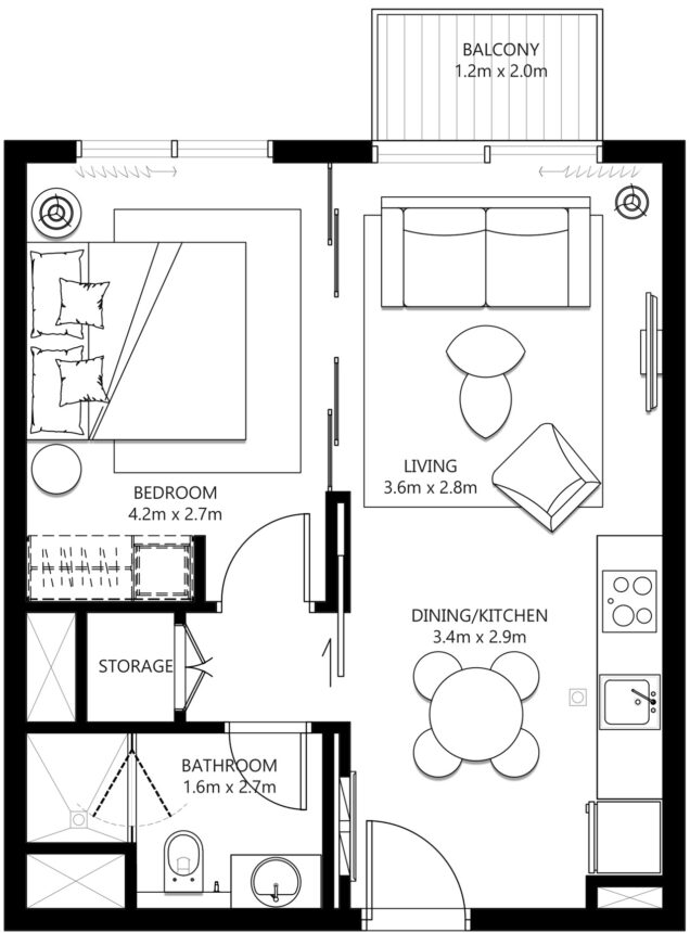 Floor Plans of Collective - 1 Bedroom Apartments