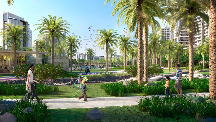 Green park areas for strolls