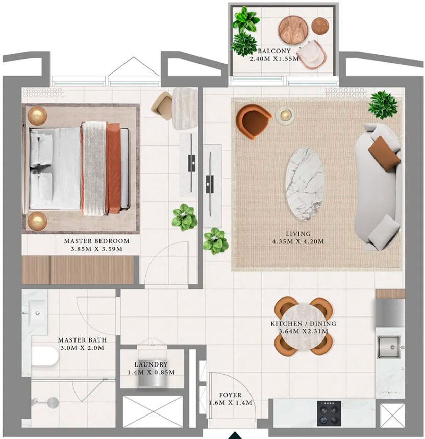 Floor Plans of Hillsedge - 1 Bedroom Apartments