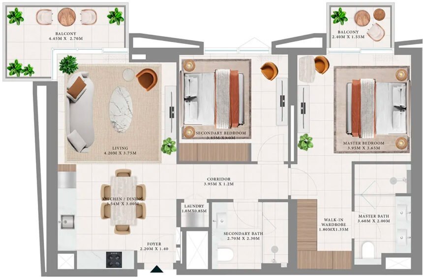 Floor Plans of Hillsedge - 2 Bedrooms Apartments
