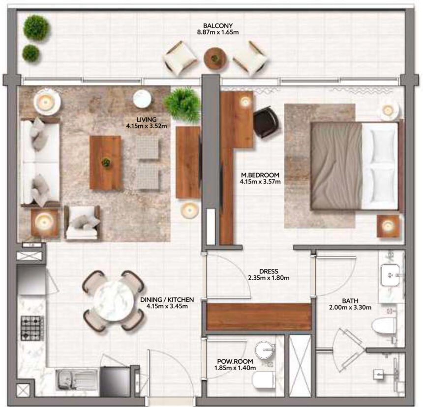 Floor Plans of Mallside Residence - 1 Bedroom Apartments