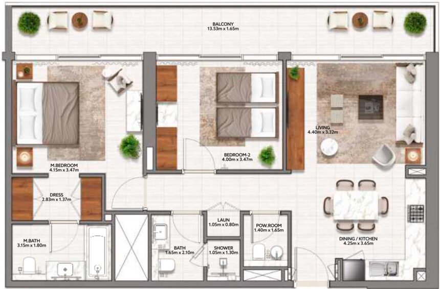 Floor Plans of Mallside Residence - 2 Bedrooms Apartments