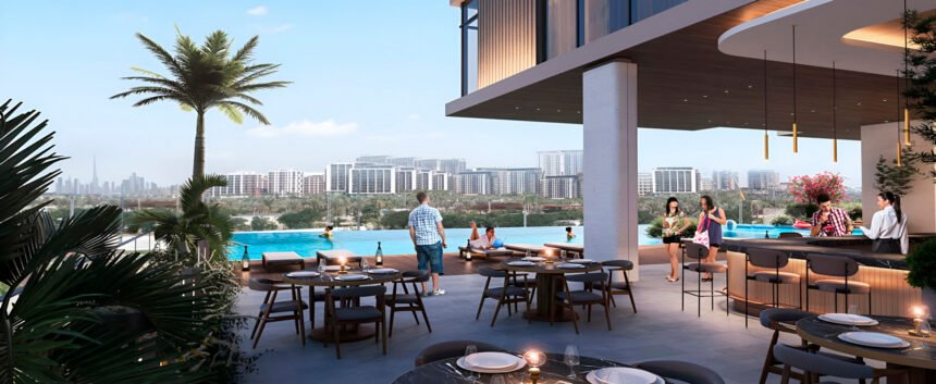 Infinity pool overlooking the park