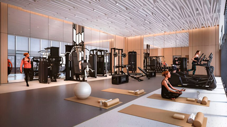 Fitness centre with panoramic windows