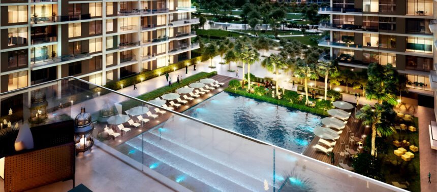 Swimming pools with sun loungers and relaxation areas