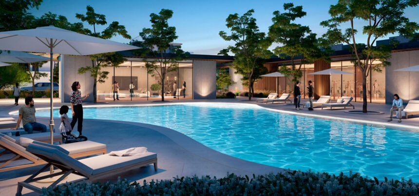 Outdoor swimming pools with sun loungers