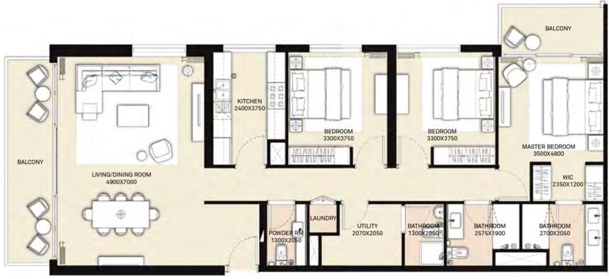 Floor Plans of Park Heights 2 - 3 Bedrooms Apartments