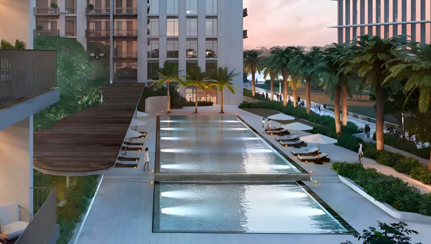 Infinity pool overlooking the park