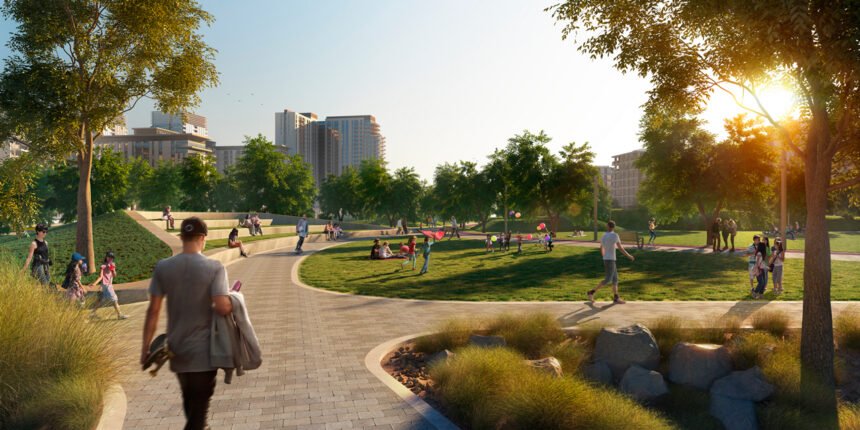 Private gardens and green walking areas