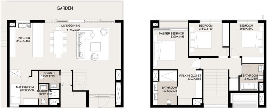 Floor Plans of Park Ridge - 3 Bedrooms Townhouses