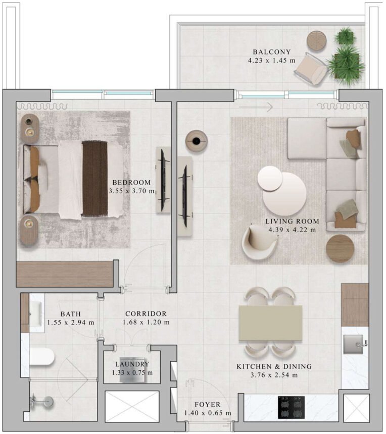 Floor Plans of Rosehill - 1 Bedroom Apartments