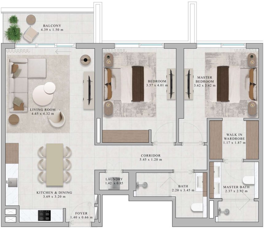 Floor Plans of Rosehill - 2 Bedrooms Apartments