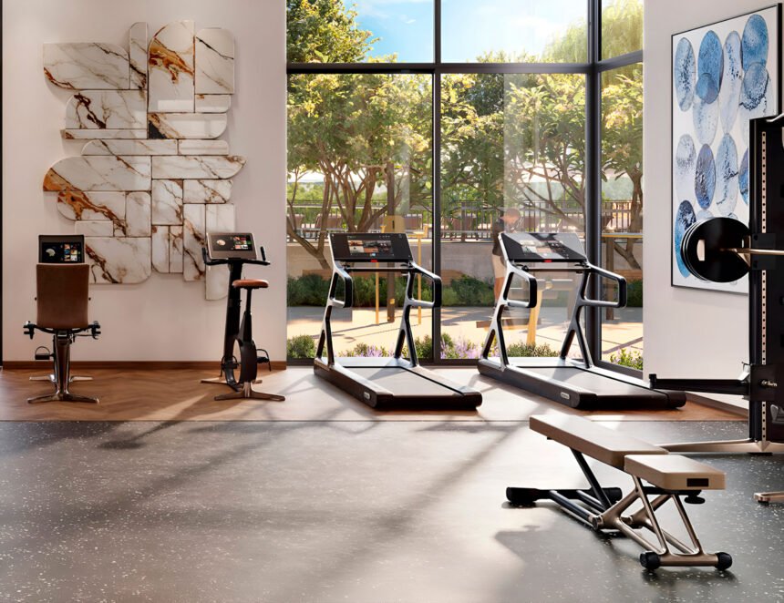 Fitness rooms with professional equipment