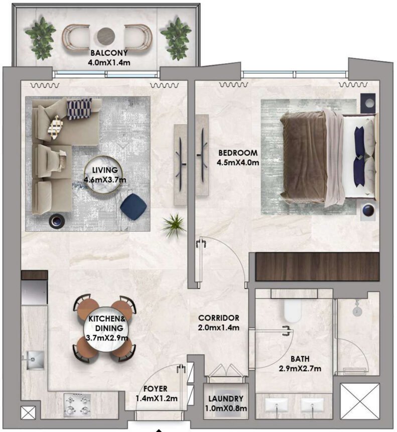Floor Plans of Address Residences - 1 Bedroom Apartments