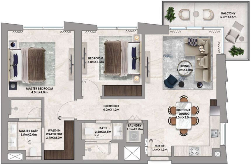 Floor Plans of Address Residences - 2 Bedrooms Apartments