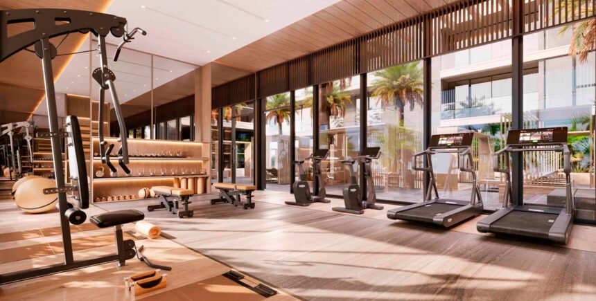 Fitness centre with modern equipment and cardio zone