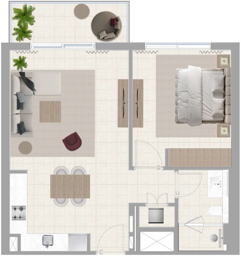 Floor Plans of Club Drive - 1 Bedroom Apartments