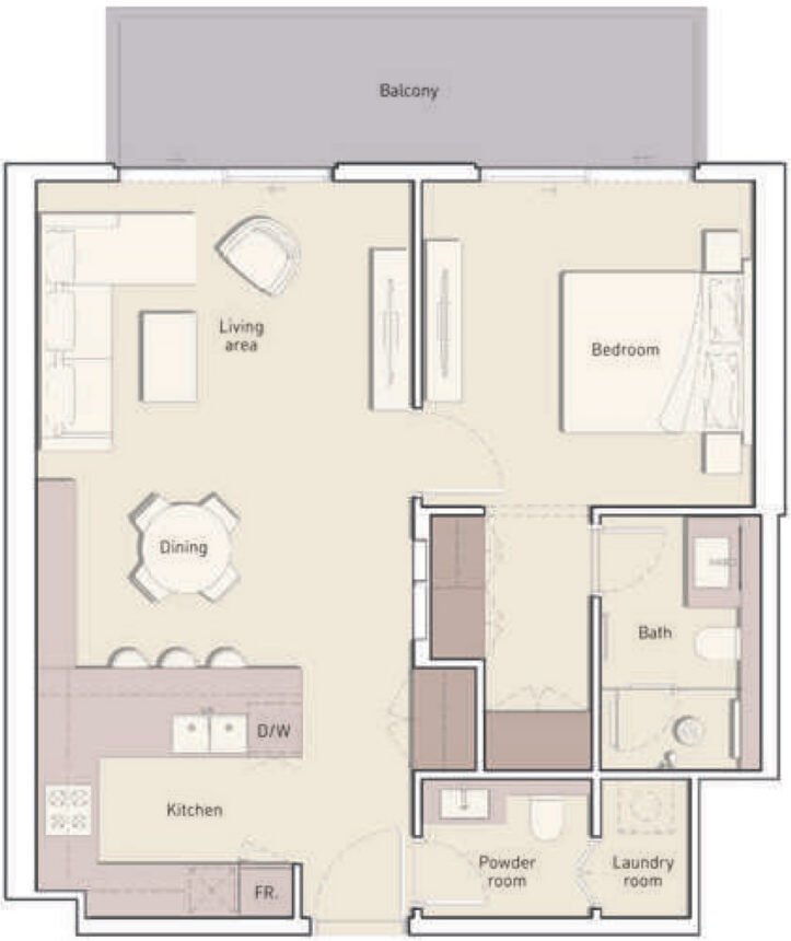 Floor Plans of Ellington House 3 - 1 Bedroom Apartments