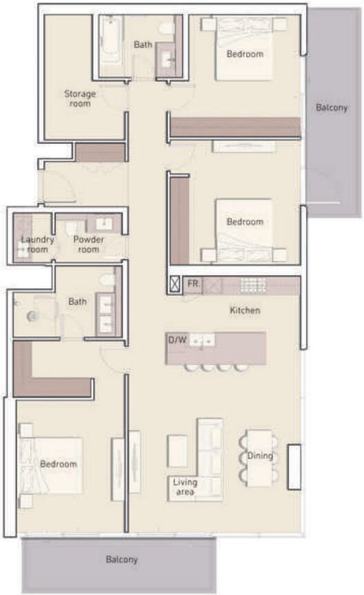 Floor Plans of Ellington House 3 - 3 Bedrooms Apartments