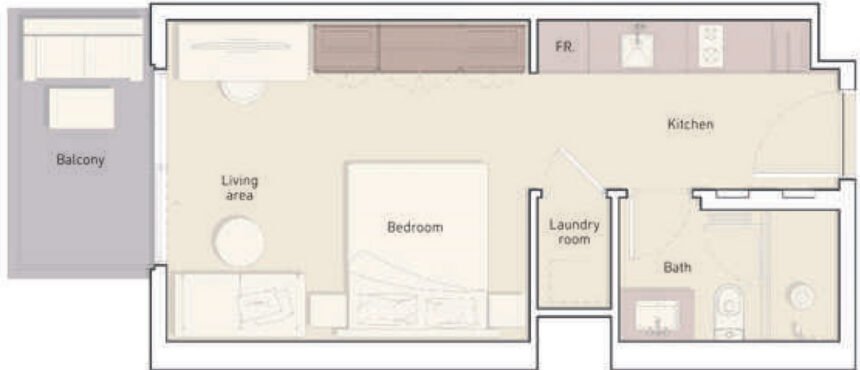 Floor Plans of Ellington House 3 - Studio Apartments