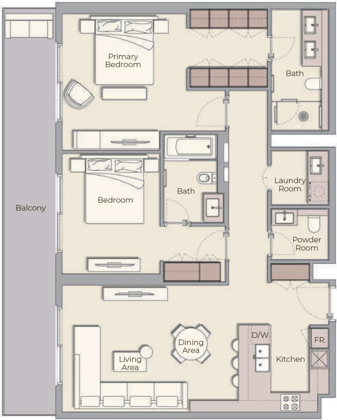 Floor Plans of Ellington House 4 - 2 Bedrooms Apartments