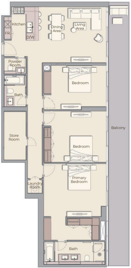 Floor Plans of Ellington House 4 - 3 Bedrooms Apartments