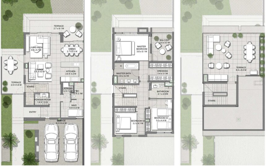 Floor Plans of Golf Grove - 3 Bedrooms Villas
