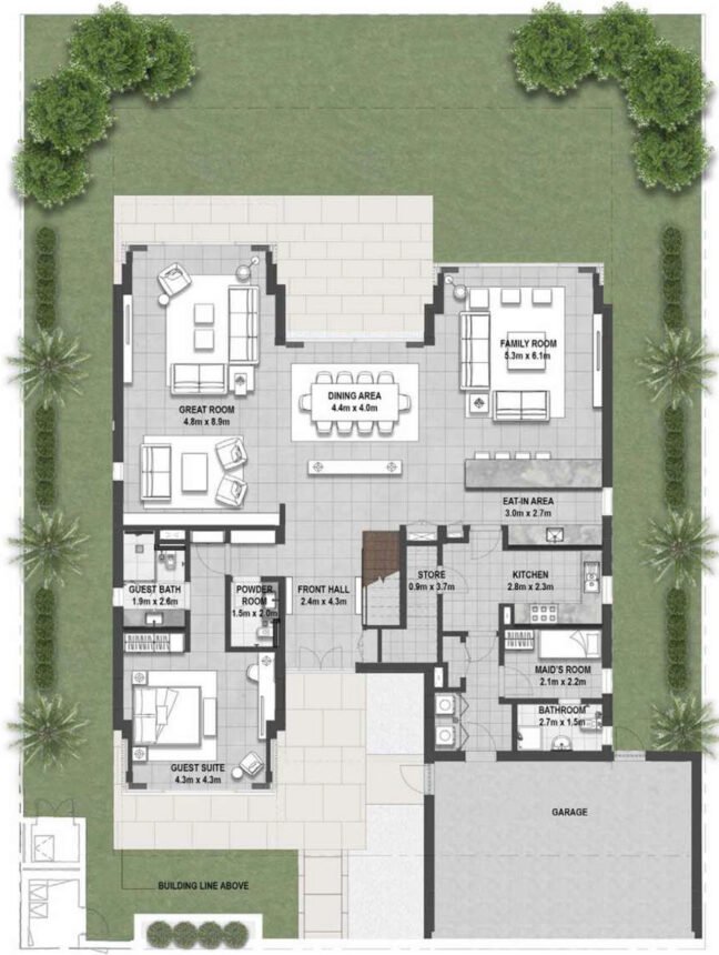 Floor Plans of Golf Place Terraces - 5 Bedrooms Villas