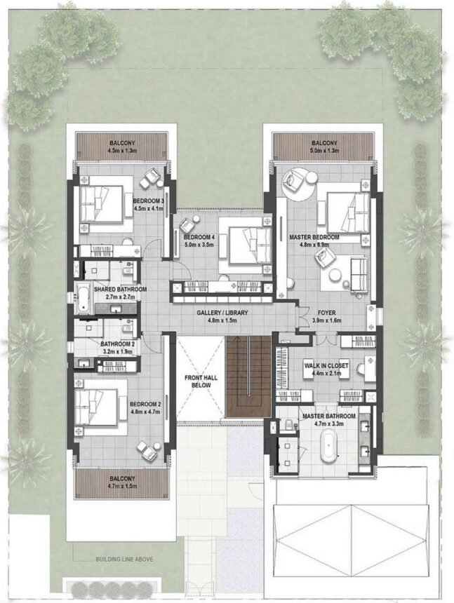 Floor Plans of Golf Place Terraces - 5 Bedrooms Villas