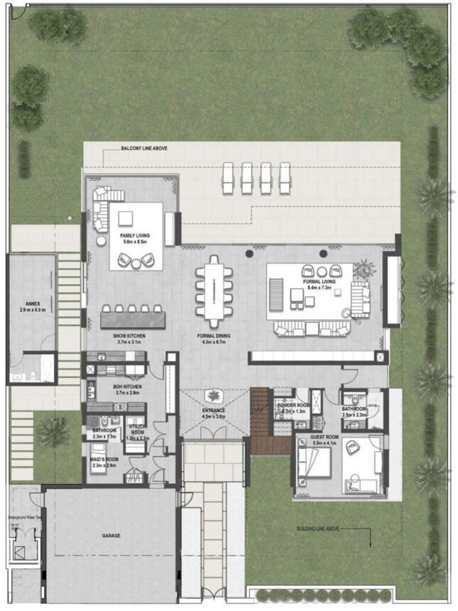 Floor Plans of Golf Place Terraces - 6 Bedrooms Villas