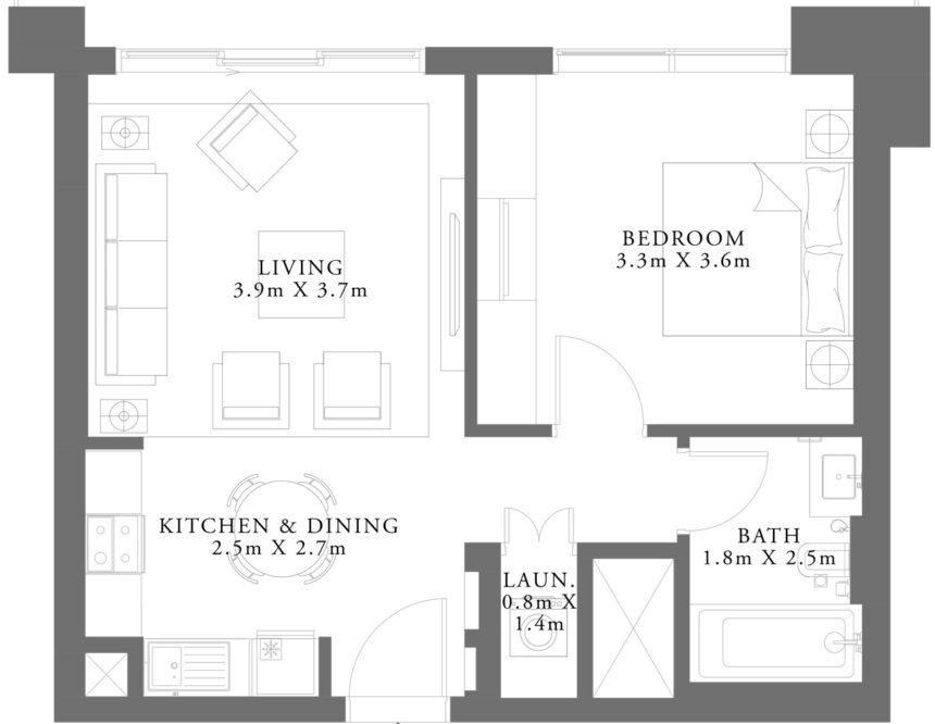Floor Plans of Lime Gardens - 1 Bedroom Apartments