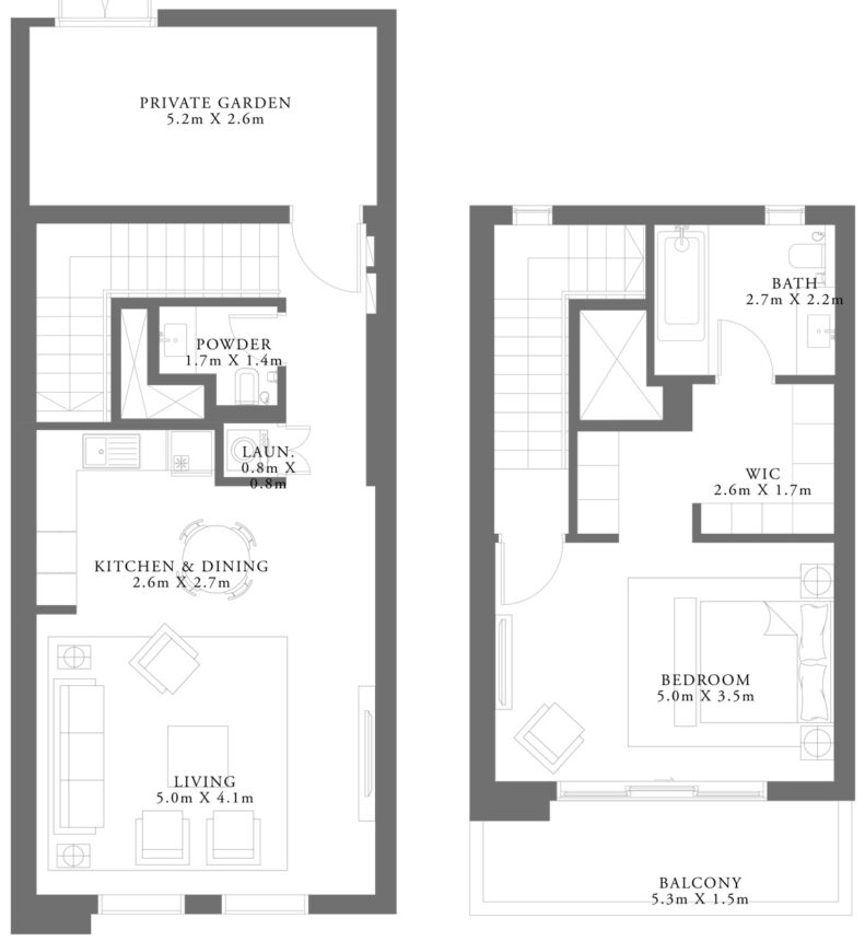 Floor Plans of Lime Gardens - 1 Bedroom Duplexes