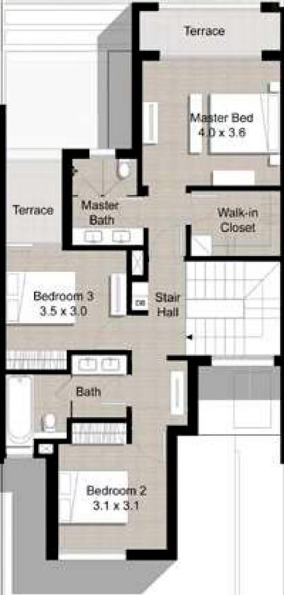 Floor Plans of Maple 3 - 3 Bedrooms Townhouses