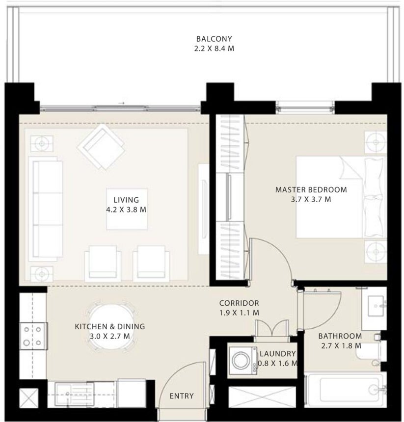 Floor Plans of Park Field - 1 Bedroom Apartments
